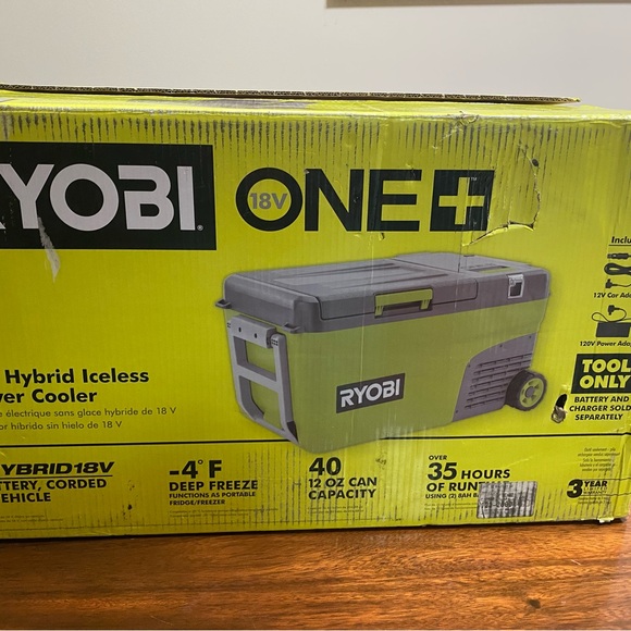 Hybrid Battery Powered Iceless Cooler
RYOBIONE+ 18V 24 Qt.Hybrid Battery Powered - Picture 8 of 15
